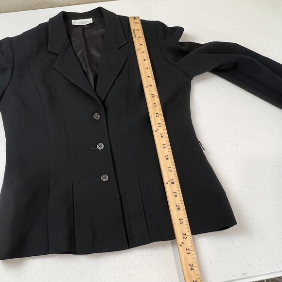 Diane Von Furstenberg Blazer Jacket Black Button Front Notch Lapel Crepe Career - Picture 13 of 15